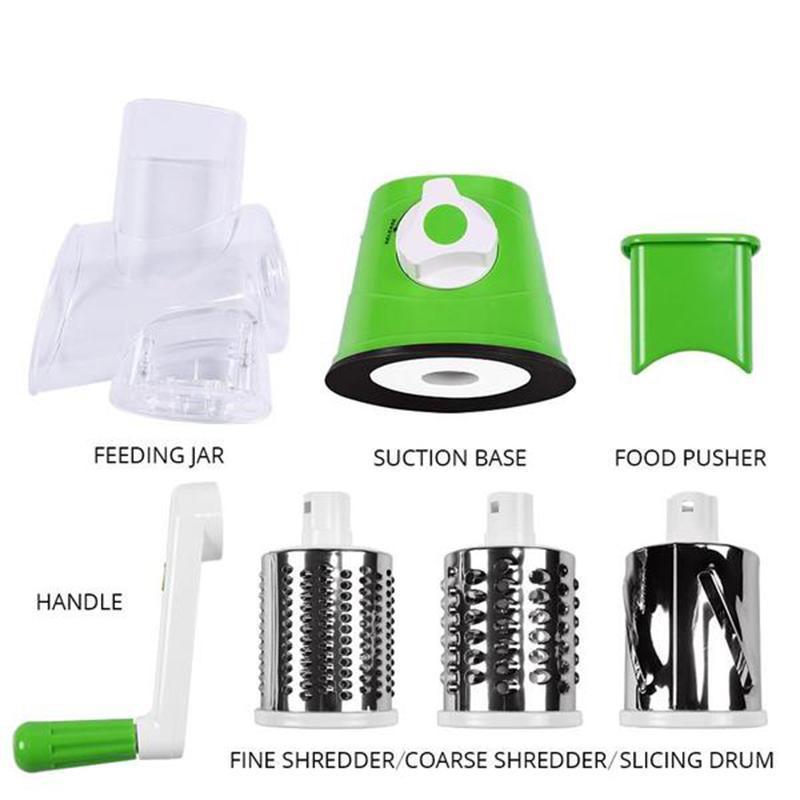 Rotary Cheese Grater with 3 Stainless Steel Drums