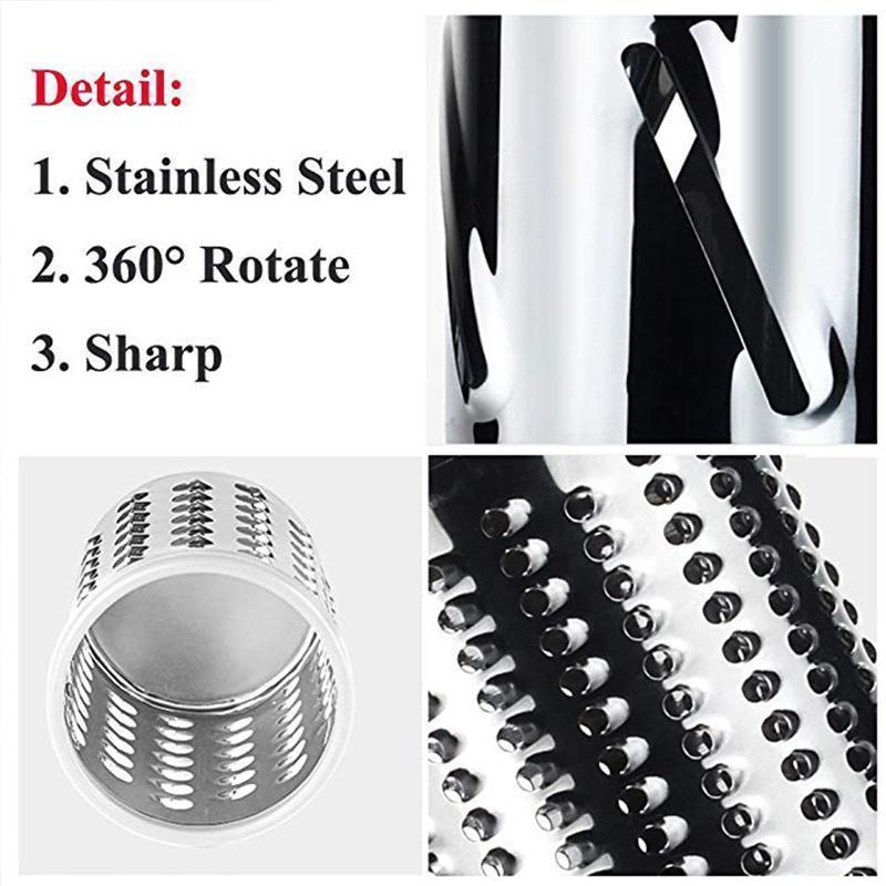Rotary Cheese Grater with 3 Stainless Steel Drums