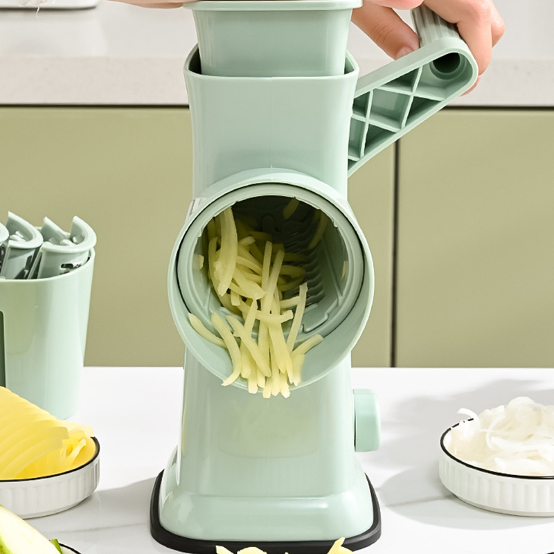 Rotary Vegetable Slicer with Interchangeable Blades