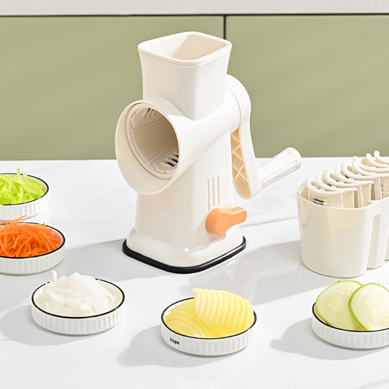 Rotary Vegetable Slicer with Interchangeable Blades