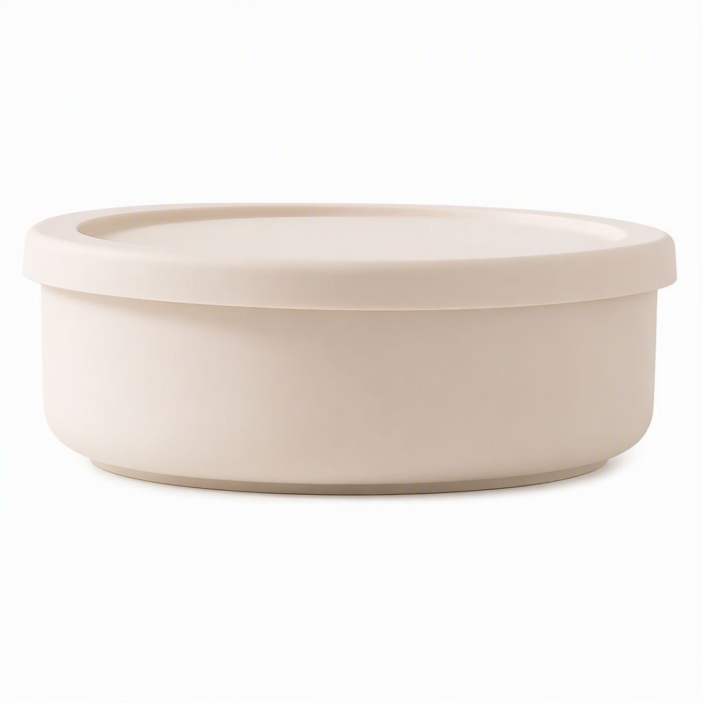 Silicone Meat Portion Containers with Lids Set of 5 Beige