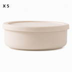 Silicone Meat Portion Containers with Lids Set of 5 Beige