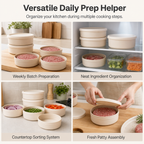 Silicone Meat Portion Containers with Lids Set of 5 Beige
