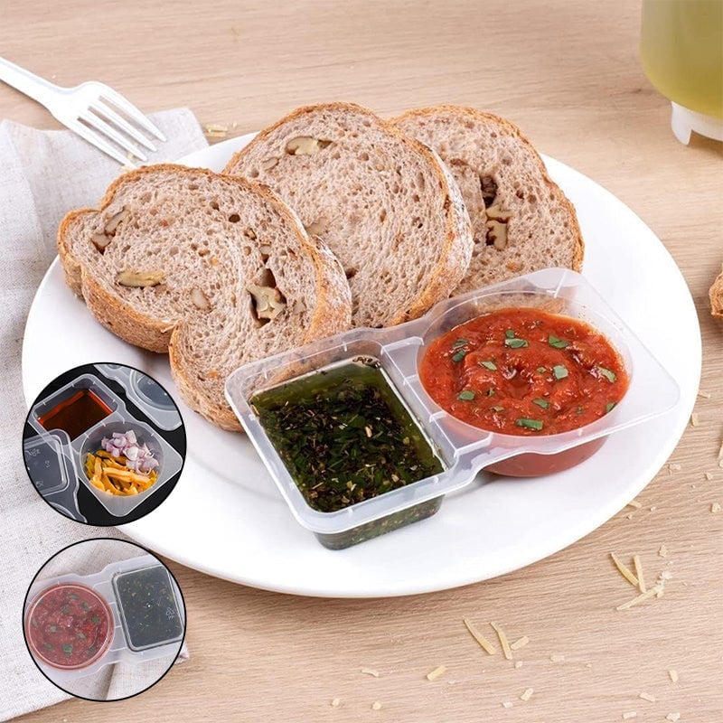 Snack Containers with Lids Double Compartment 140 ml