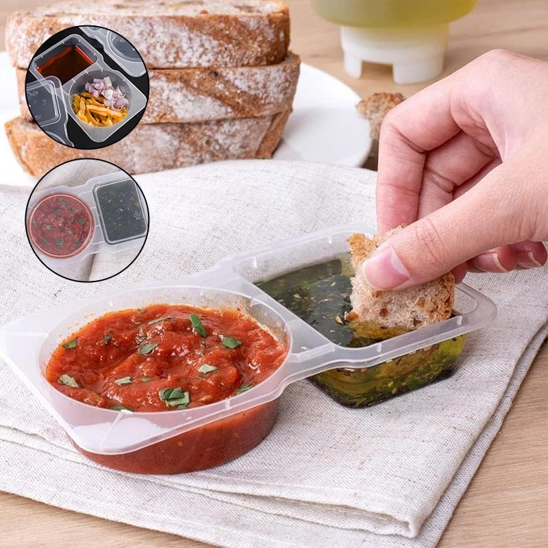 Snack Containers with Lids Double Compartment 140 ml