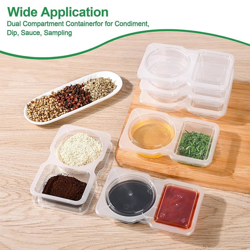 Snack Containers with Lids Double Compartment 140 ml