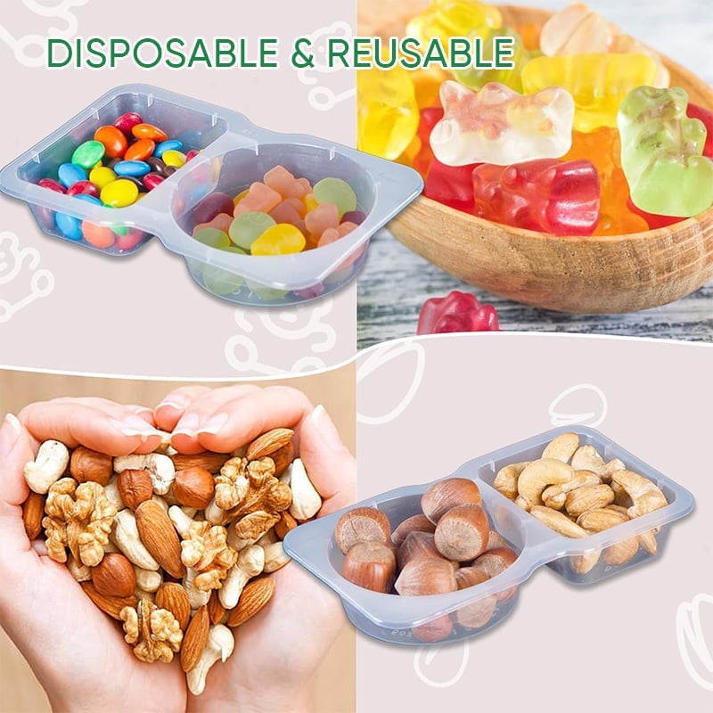 Snack Containers with Lids Double Compartment 140 ml