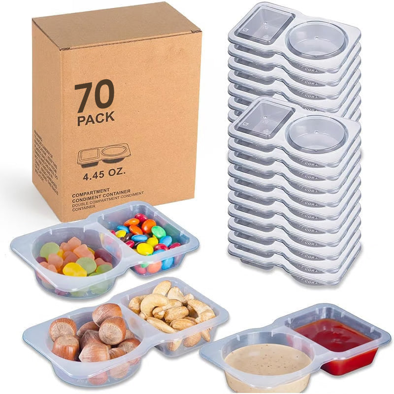 Snack Containers with Lids Double Compartment 140 ml
