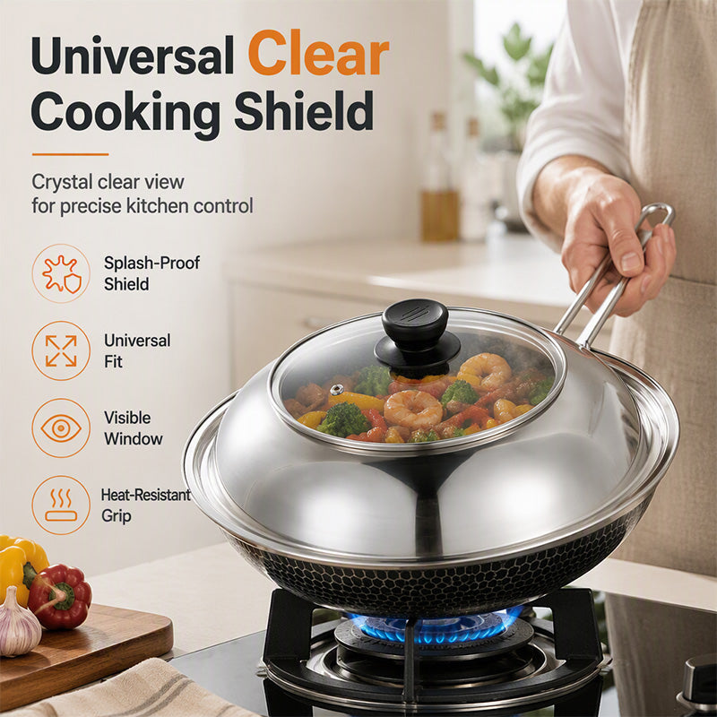 Splash Guard Pot Lid with Glass Window Stainless Steel
