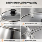 Splash Guard Pot Lid with Glass Window Stainless Steel