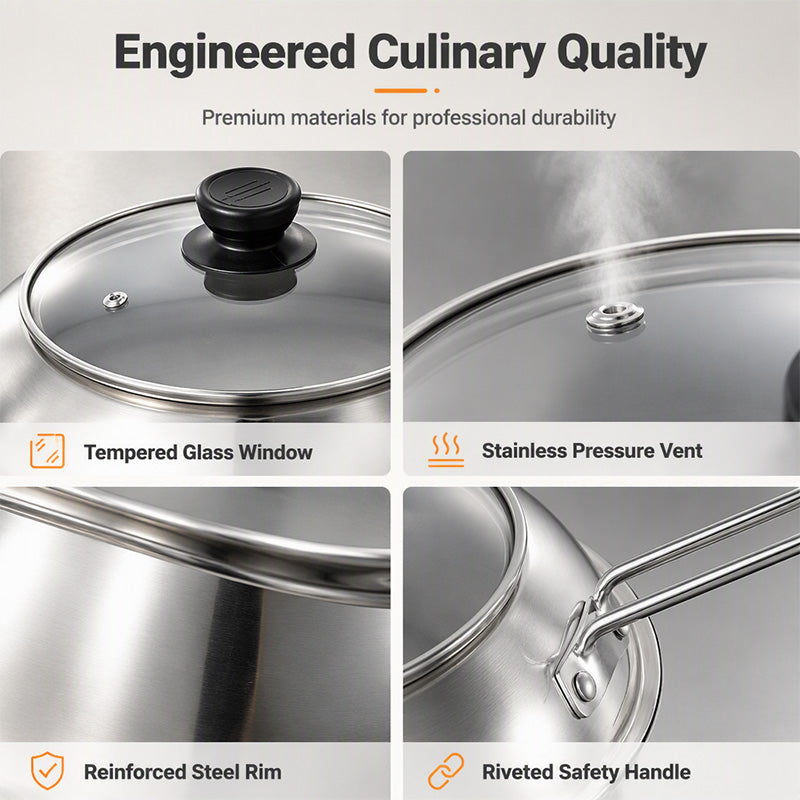 Splash Guard Pot Lid with Glass Window Stainless Steel