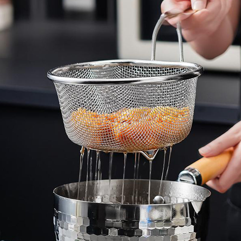 Stainless Steel Strainer Basket with Handle Fine or Coarse Mesh