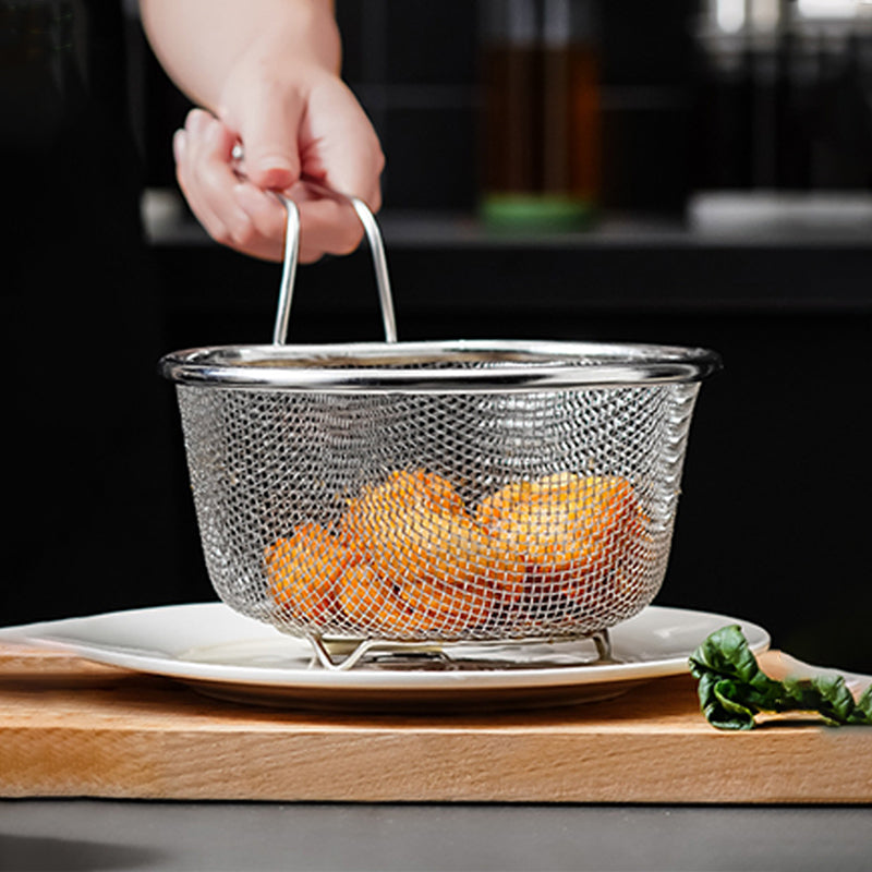 Stainless Steel Strainer Basket with Handle Fine or Coarse Mesh