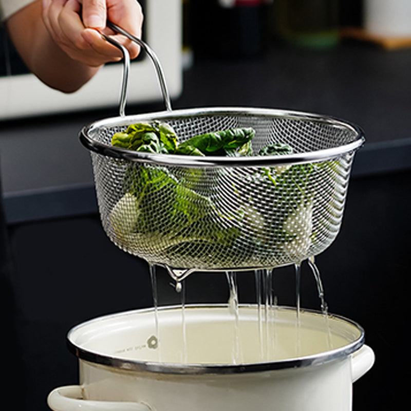 Stainless Steel Strainer Basket with Handle Fine or Coarse Mesh