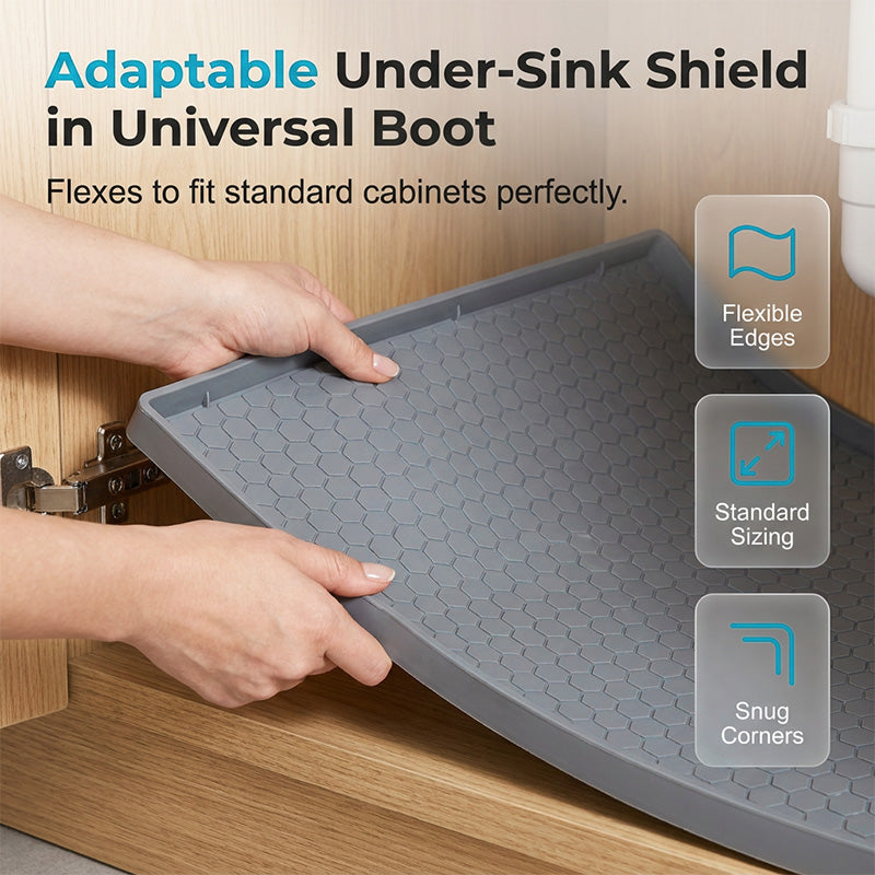 Under Sink Mat Silicone with Raised Edge Gray