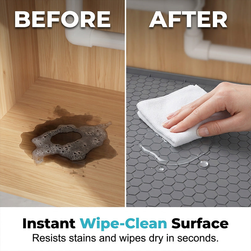 Under Sink Mat Silicone with Raised Edge Gray