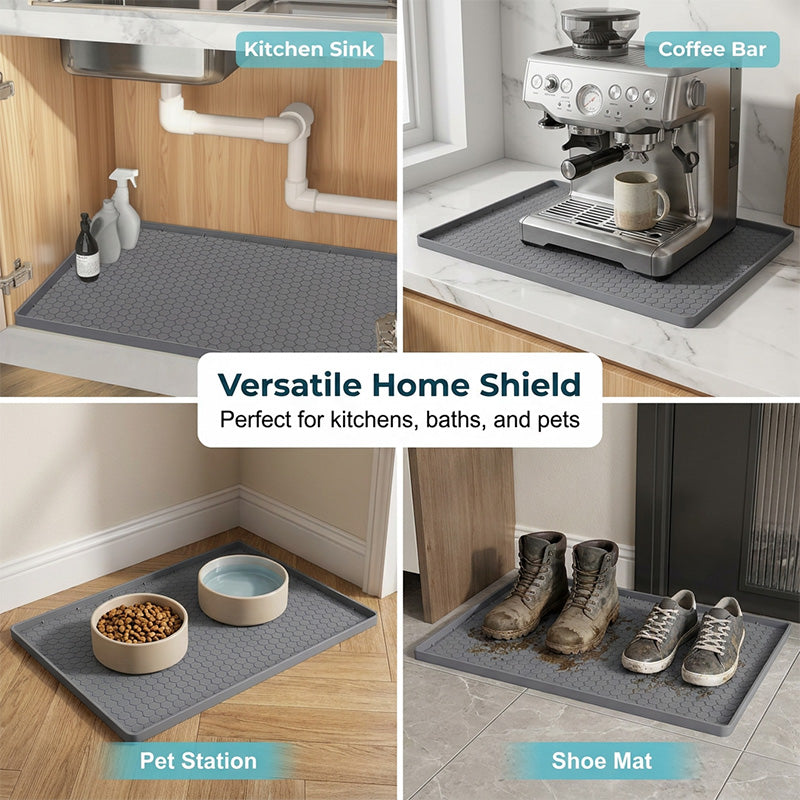 Under Sink Mat Silicone with Raised Edge Gray