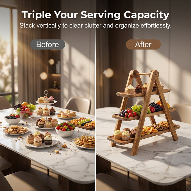 Wooden Serving Tray Stand 3 Tier